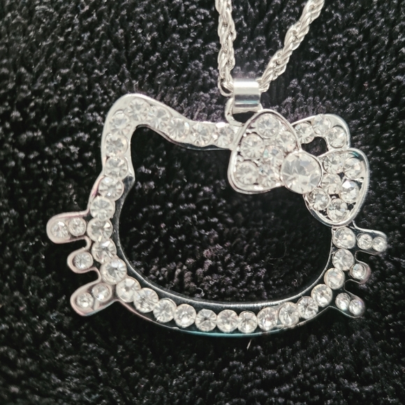 Silver Hello Kitty Rhinestone Necklace - Picture 2 of 4